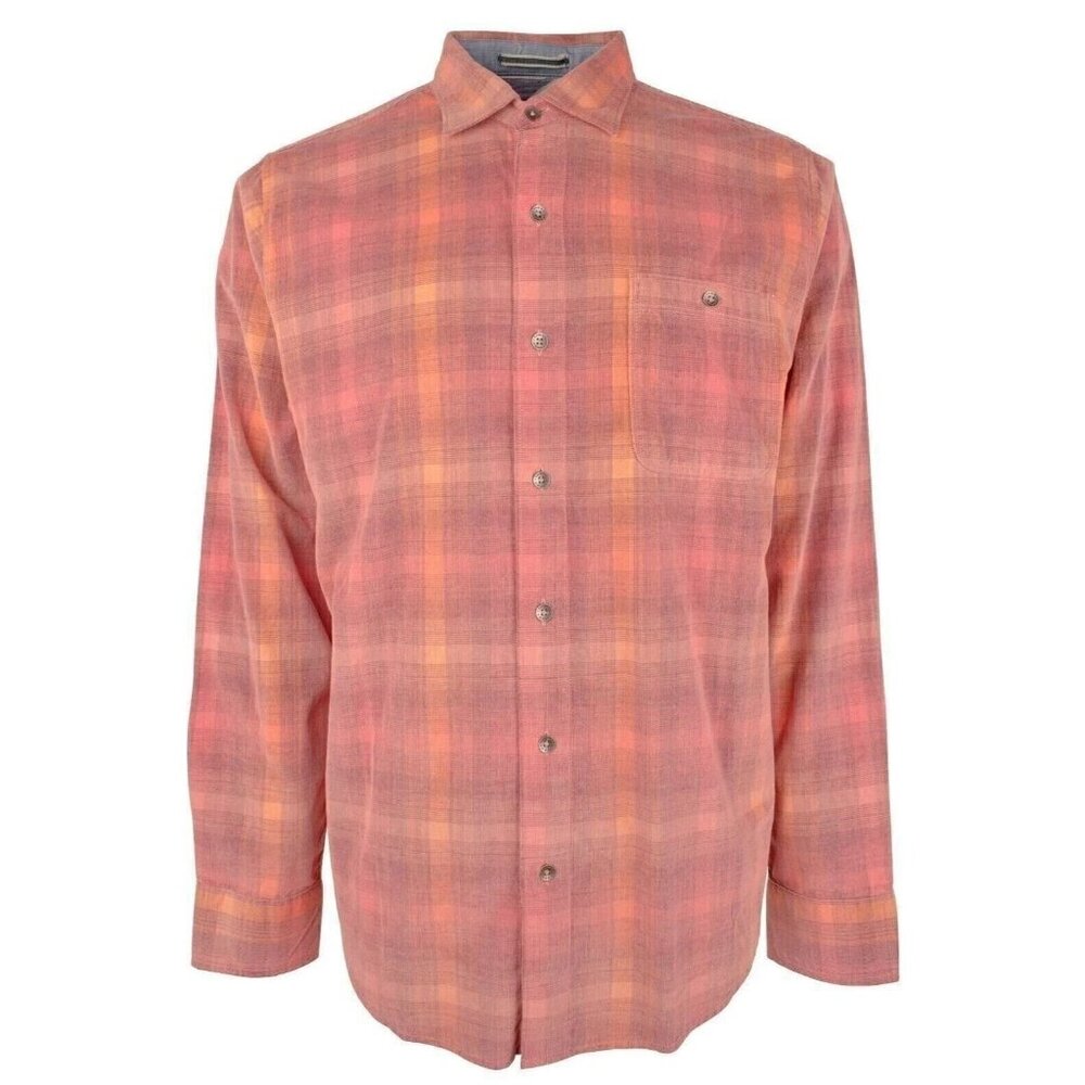Tommy Bahama Men's Big & Tall 4XB Red Sail Coastline Cord Redwood Check Shirt